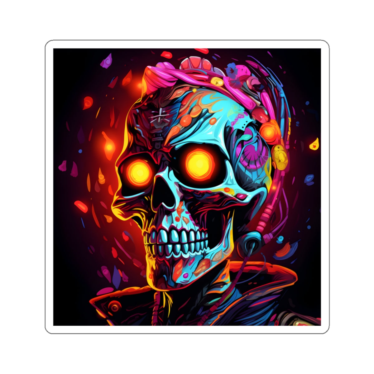 Neon Skull- Kiss-Cut Stickers